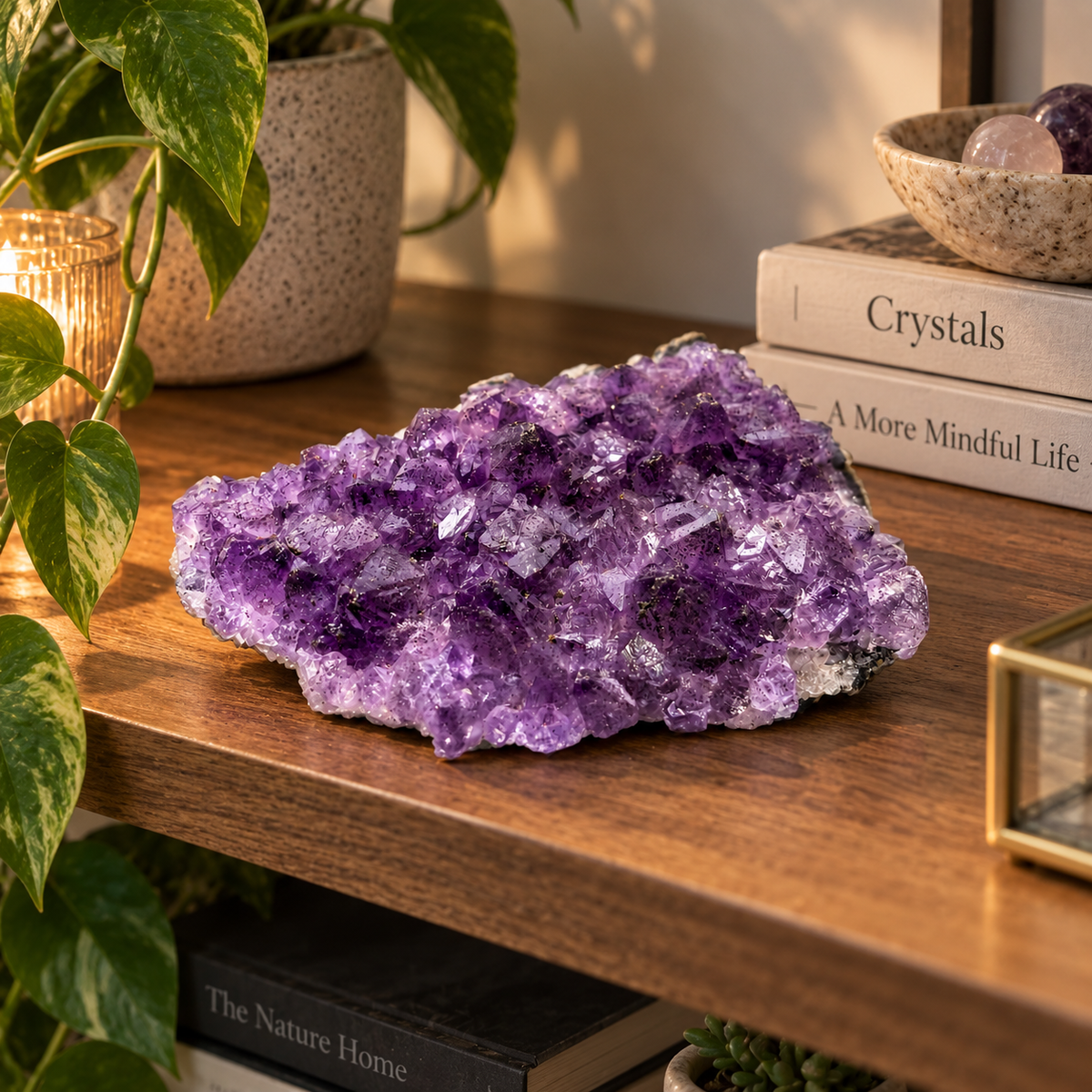 Amethyst Cluster with Secondary Mineral Inclusions