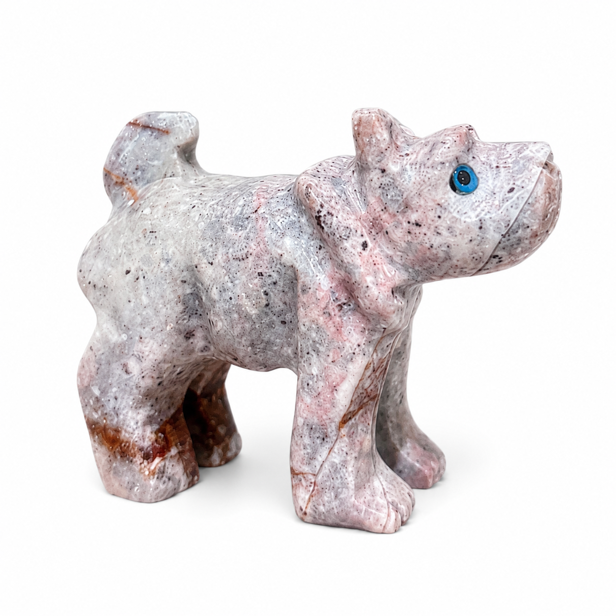 Pink Zebra Jasper Dog Carving