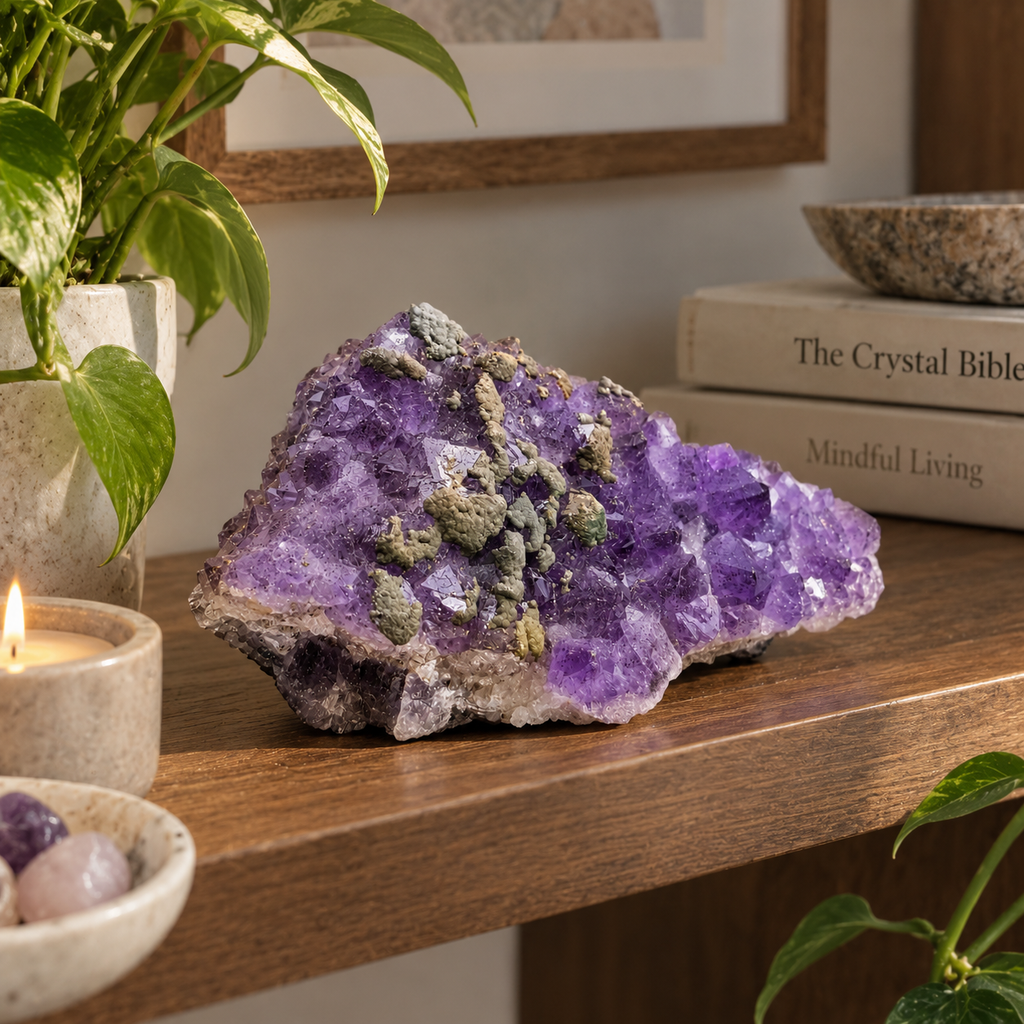 Amethyst Cluster with Secondary Mineral Inclusions
