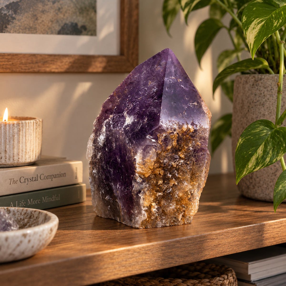 Amethyst Point with Natural Druzy