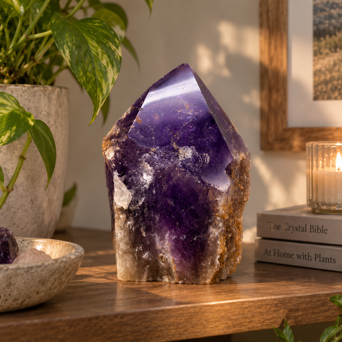 Amethyst Point with Natural Druzy