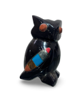 Black Obsidian Owl with Gemstone Inlay