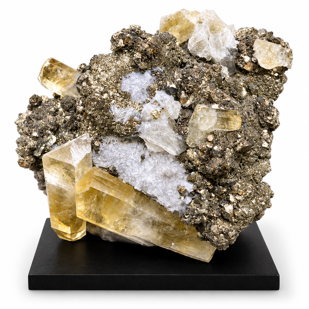 Pyrite, Fluorite & Calcite on Matrix