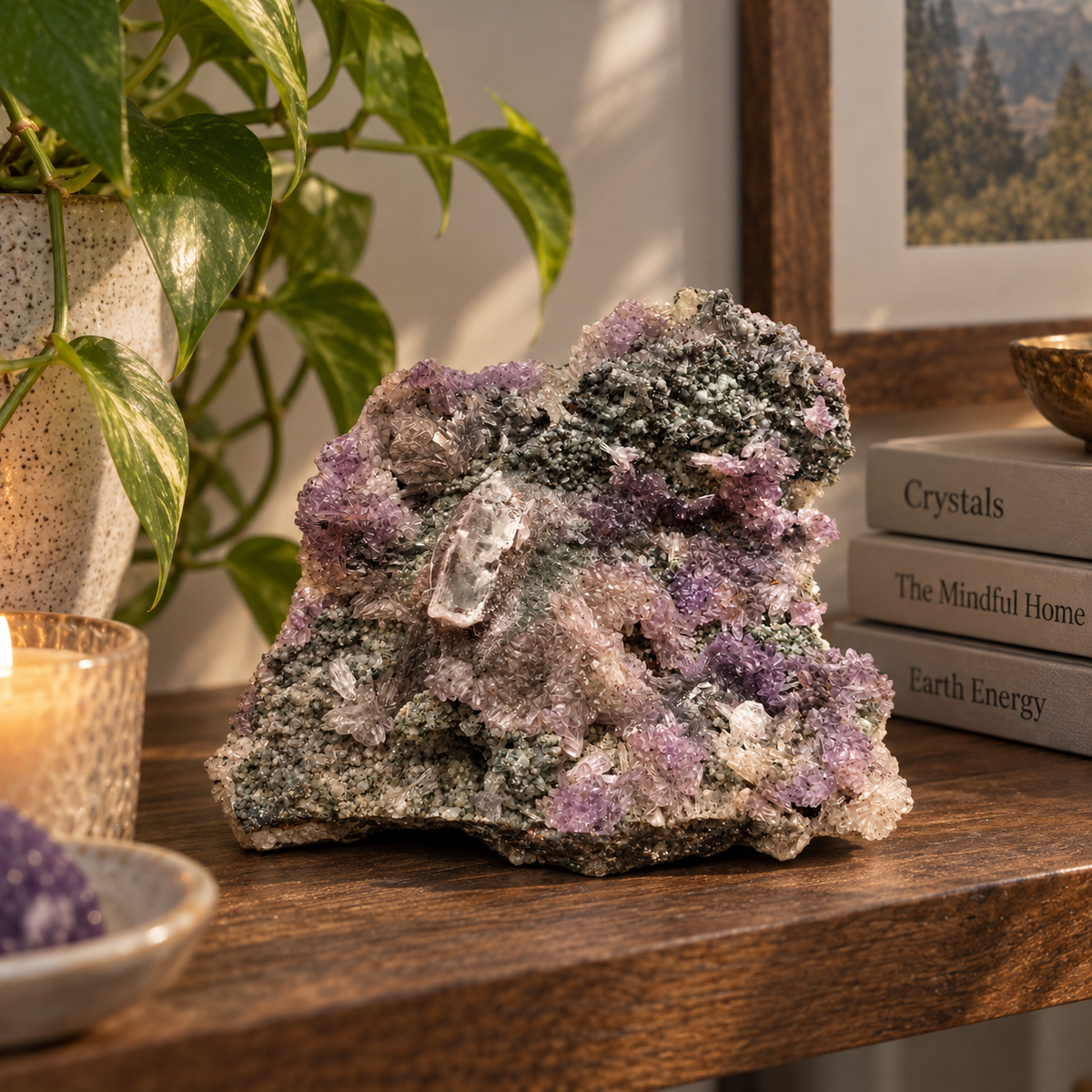 Amethyst with Calcite & Matrix Specimen