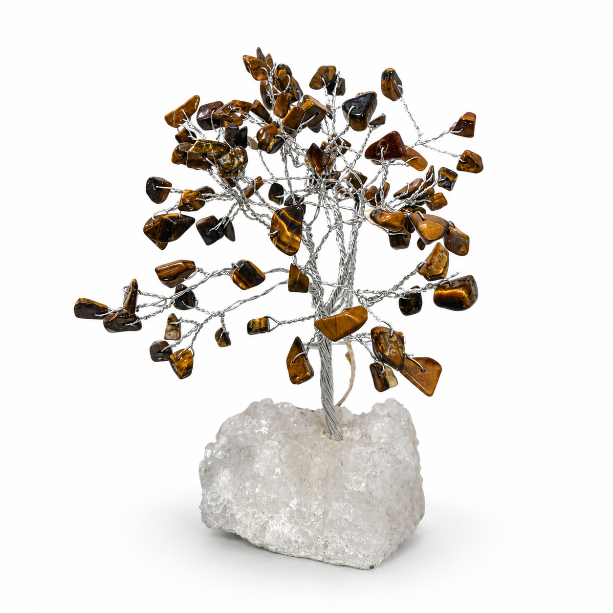 Tiger’s Eye Gemstone Tree on Clear Quartz Base