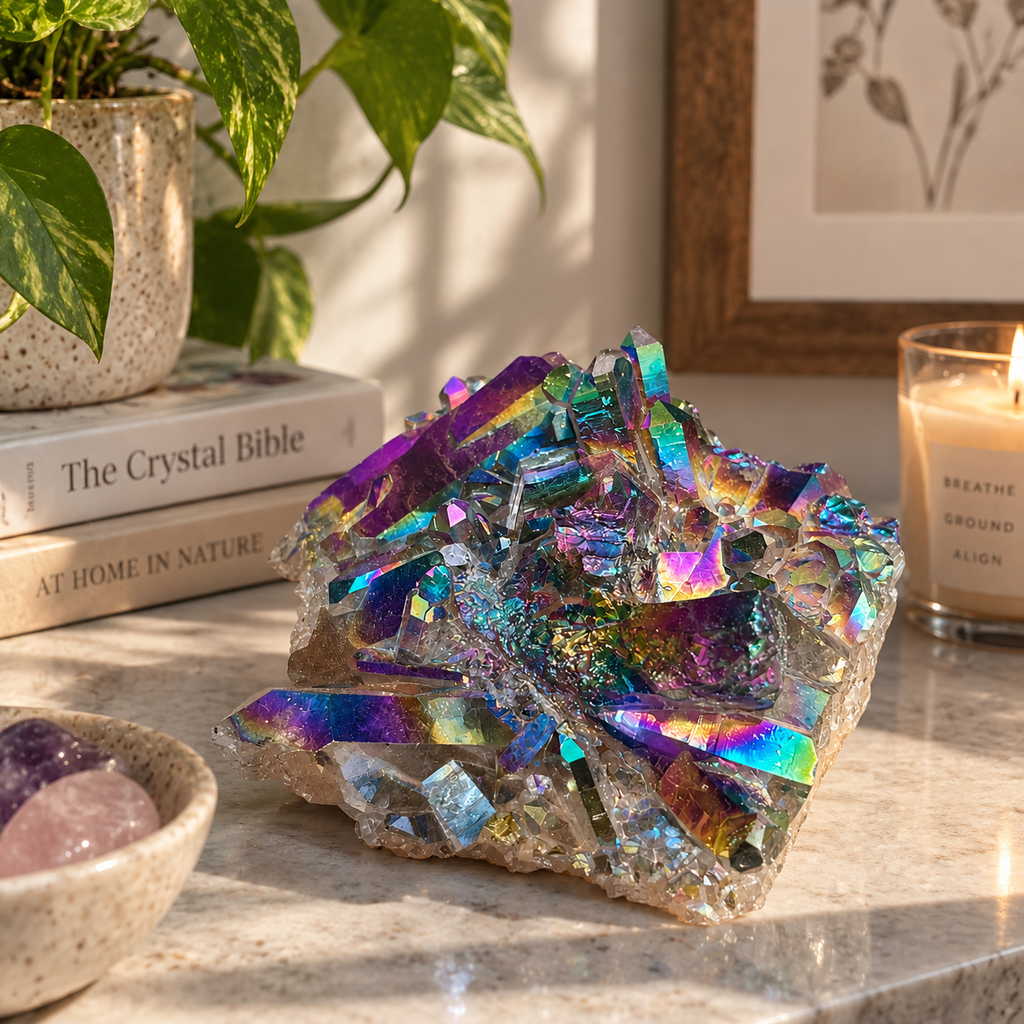 Angel Aura Quartz Crystal Cluster