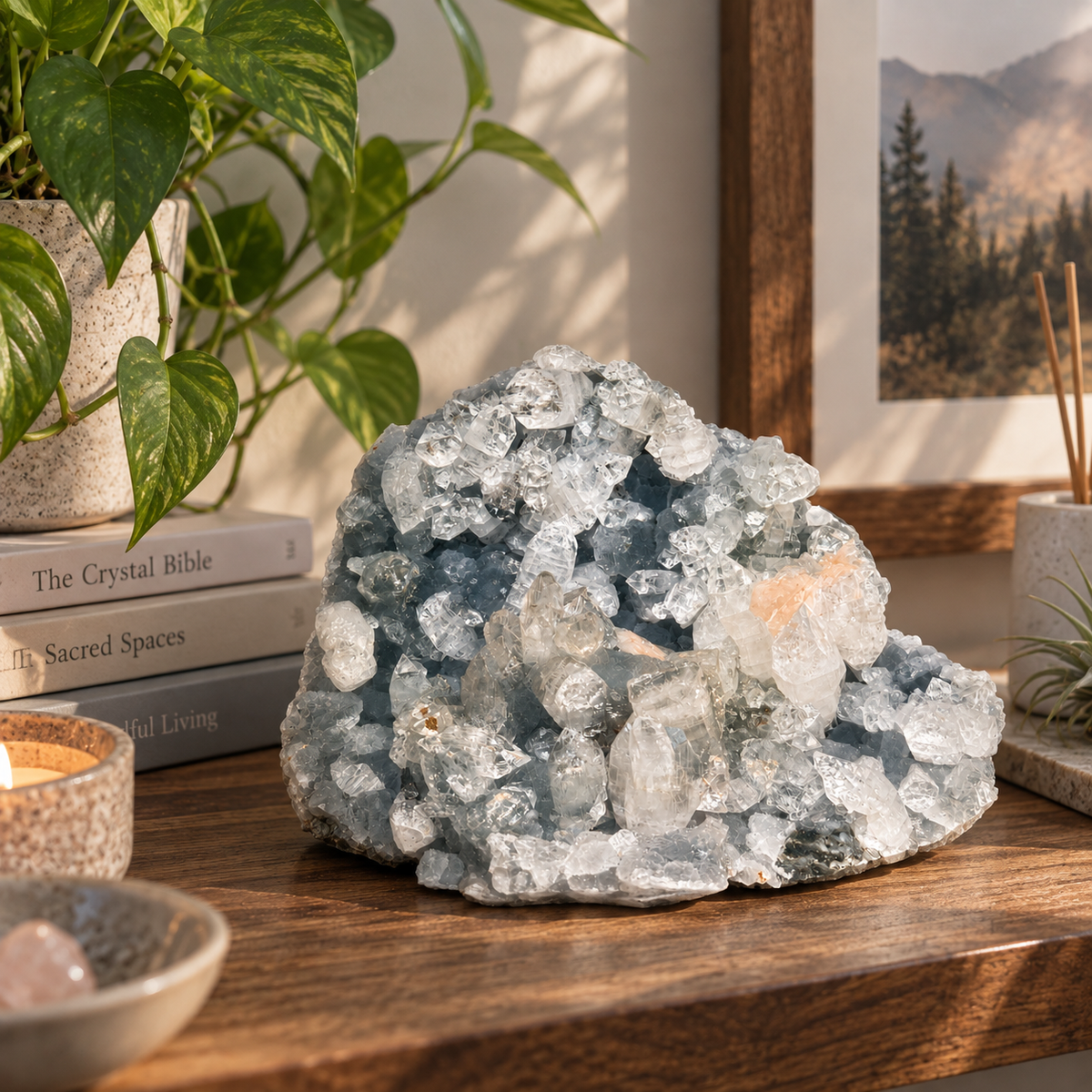Apophyllite & Stilbite Crystal Cluster