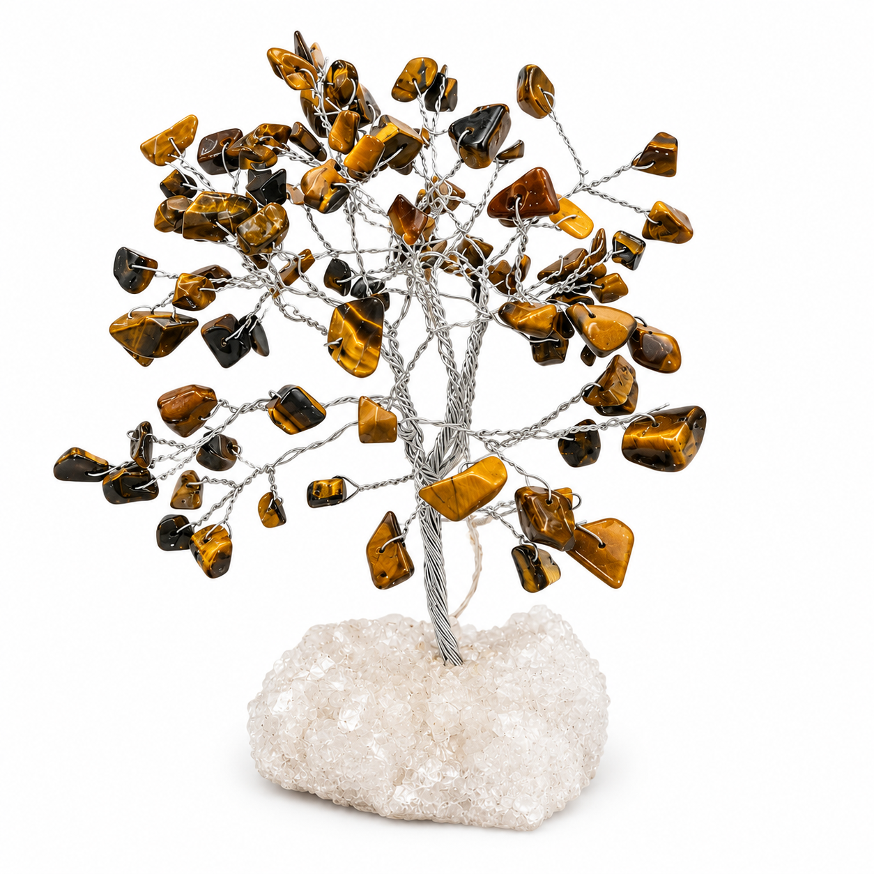 Tiger’s Eye Gemstone Tree on Clear Quartz Base
