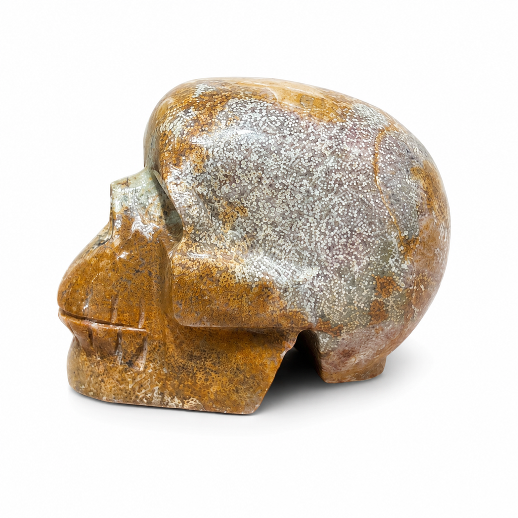 Ocean Jasper Skull Carving