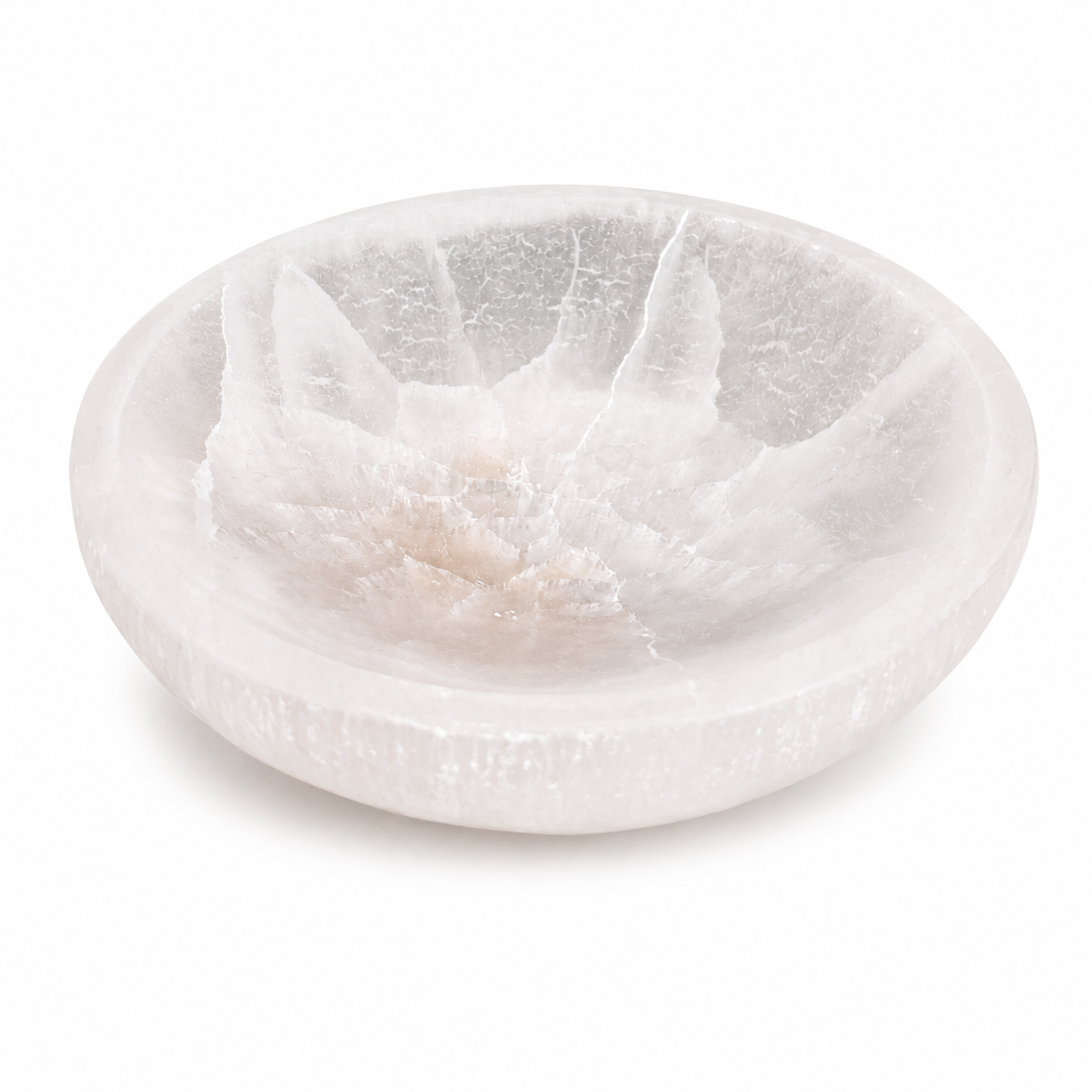 Carved Selenite Crystal Offering Bowl