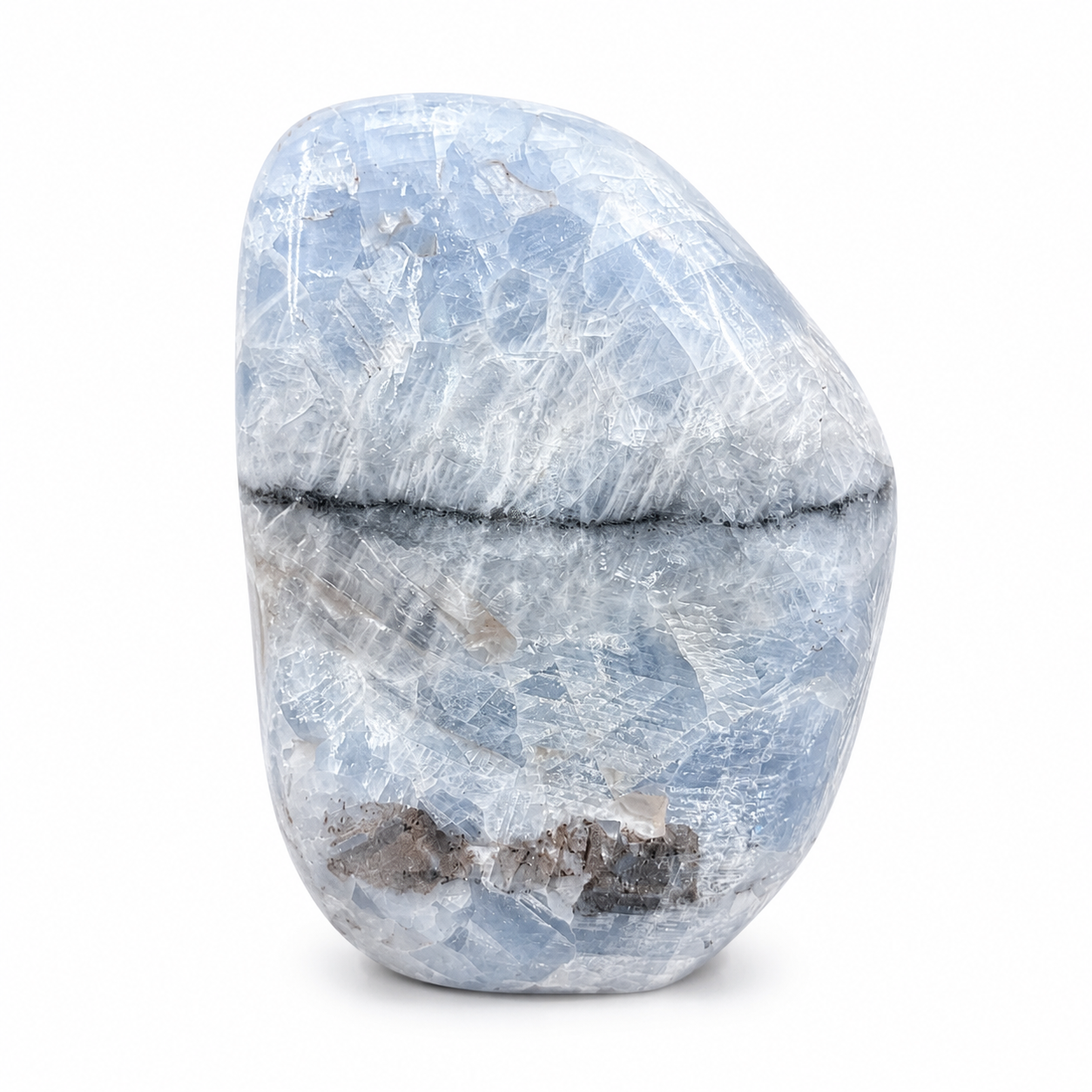 Blue Calcite Freeform with Natural Mineral Inclusions