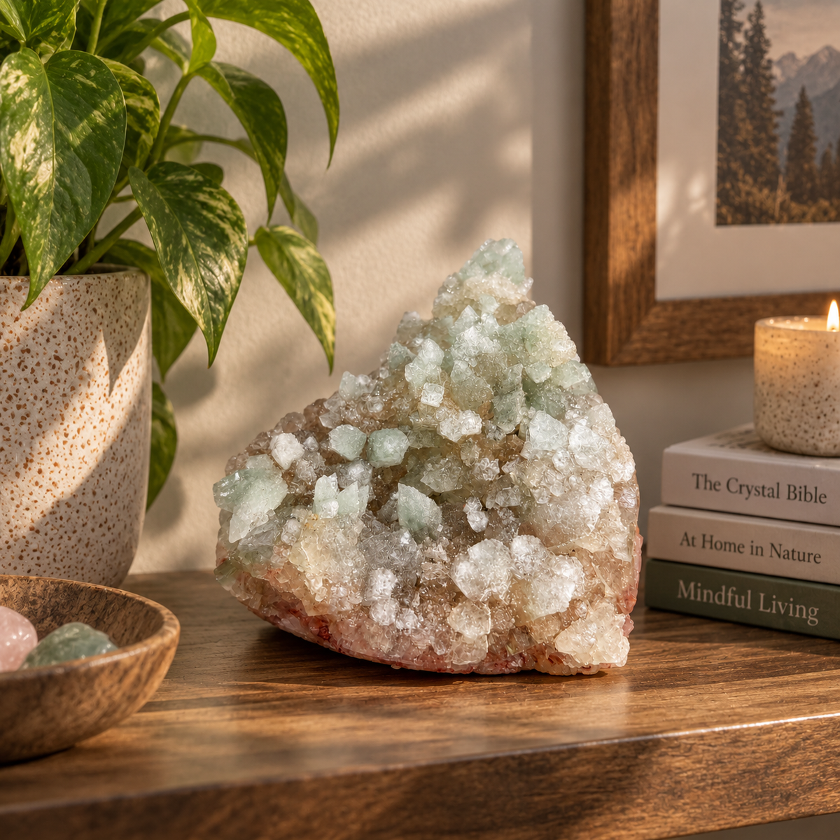 Apophyllite on Pink Heulandite Matrix