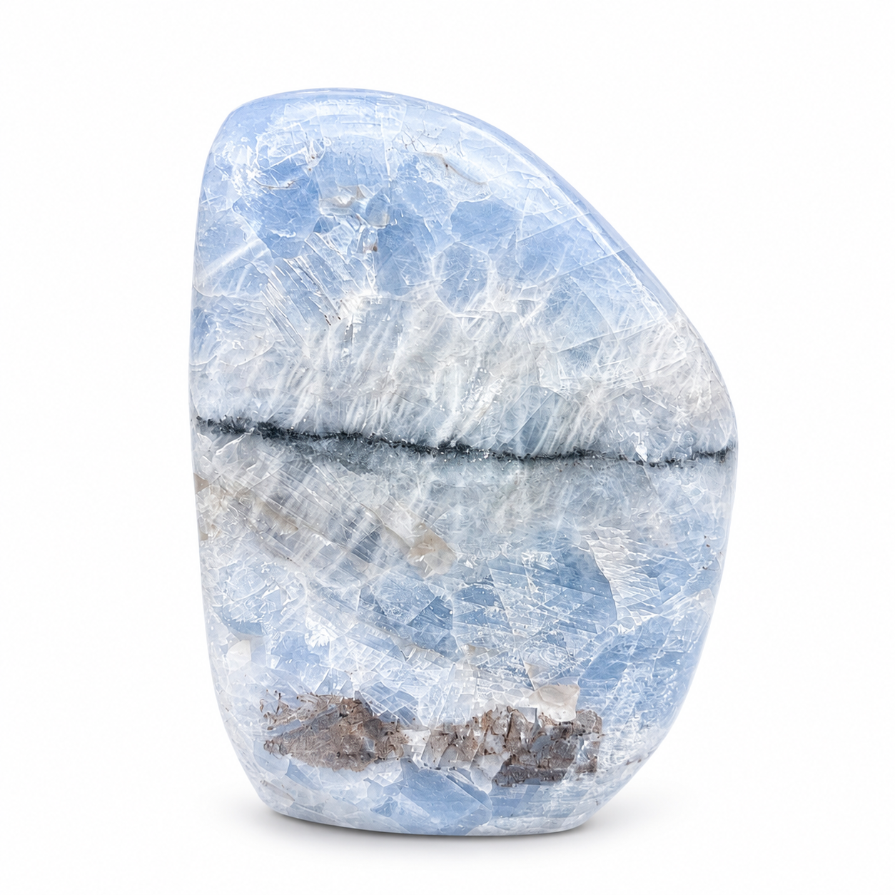 Blue Calcite Freeform with Natural Mineral Inclusions