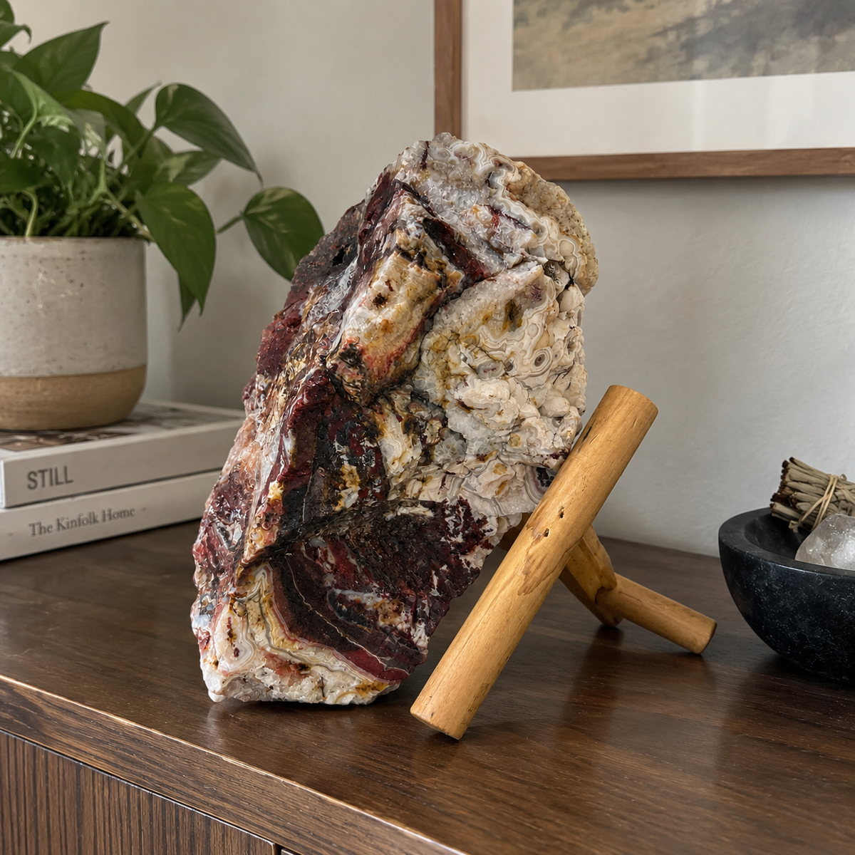 Natural Agate & Quartz Crystal Display Specimen