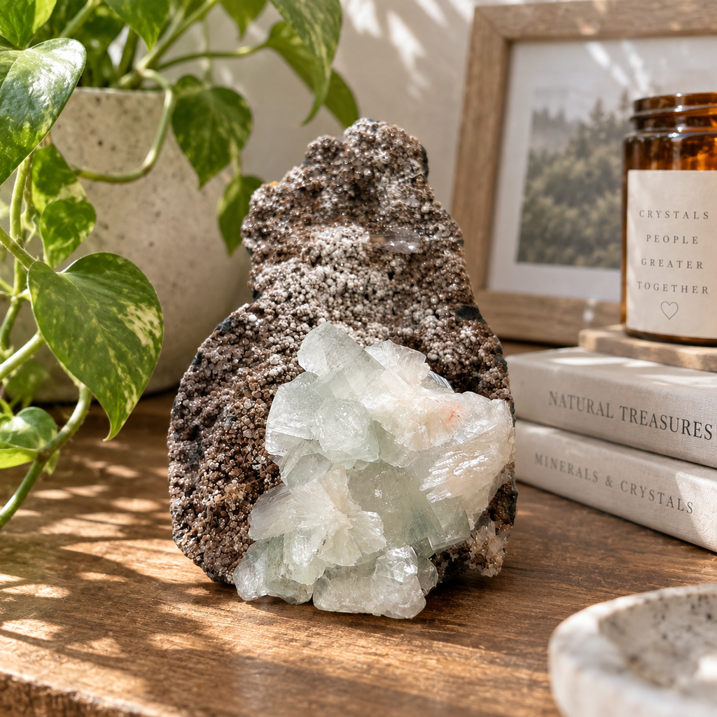 Apophyllite Crystal Cluster on Matrix