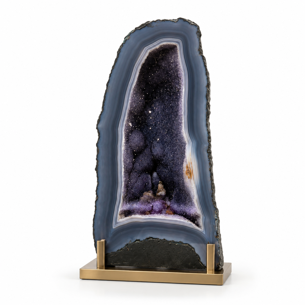 Blue Lace Agate Druzy Quartz Church – 12"