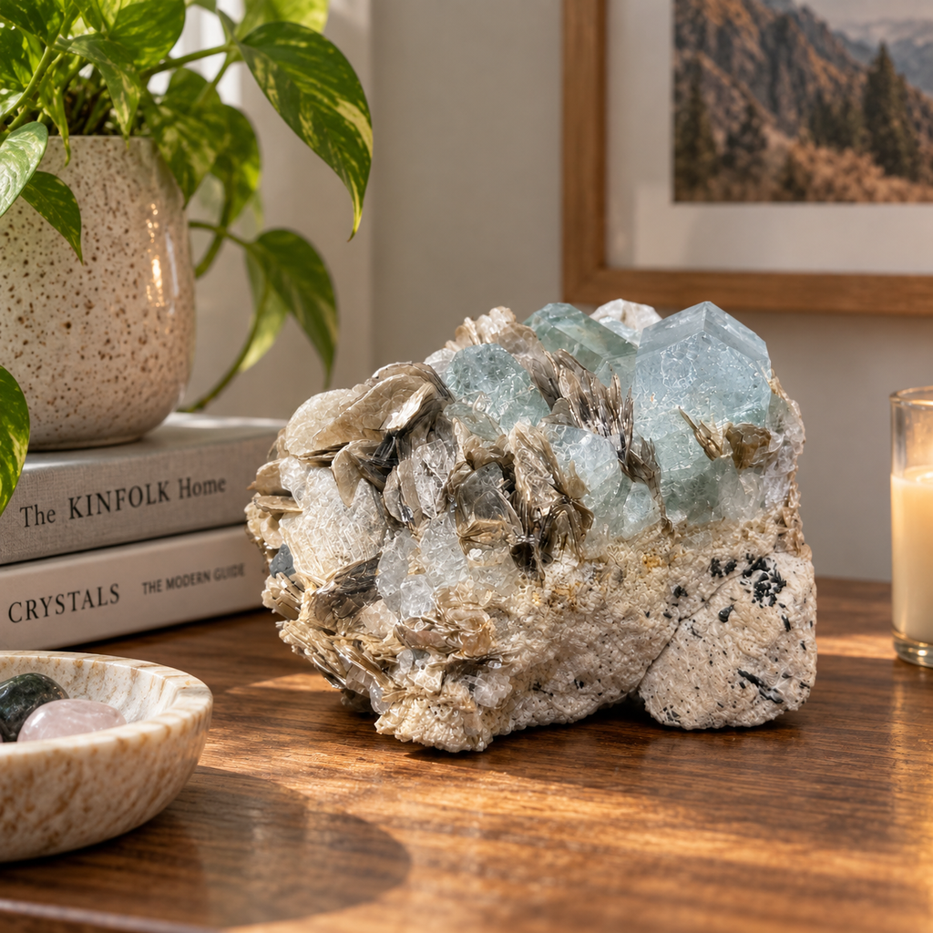 Aquamarine Crystal Cluster with Mica