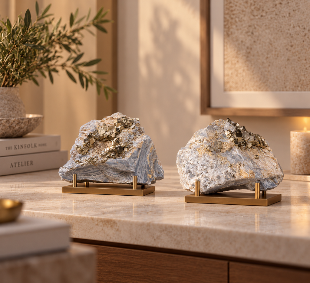Blue Lace Agate with Pyrite