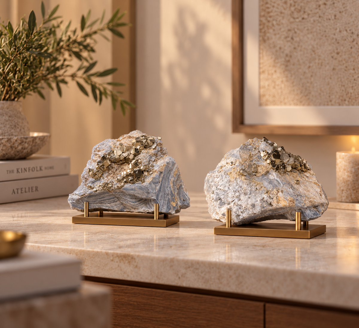 Blue Lace Agate with Pyrite