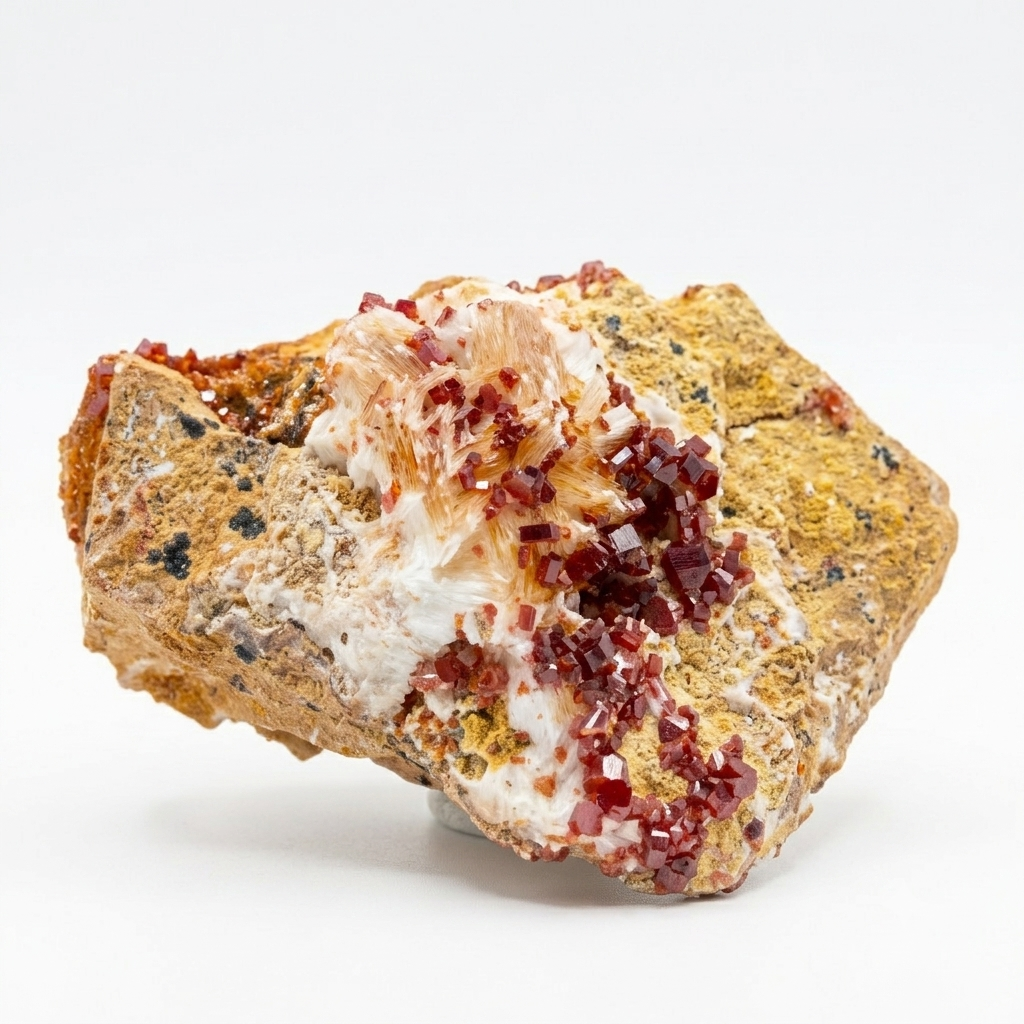 Vanadinite on White Barite Matrix