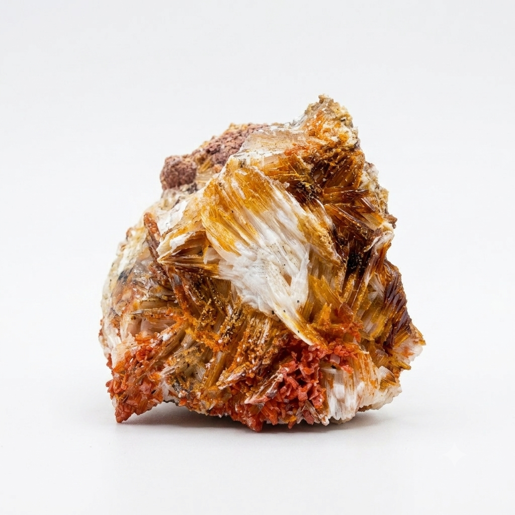 Golden Bladed Barite with Vanadinite