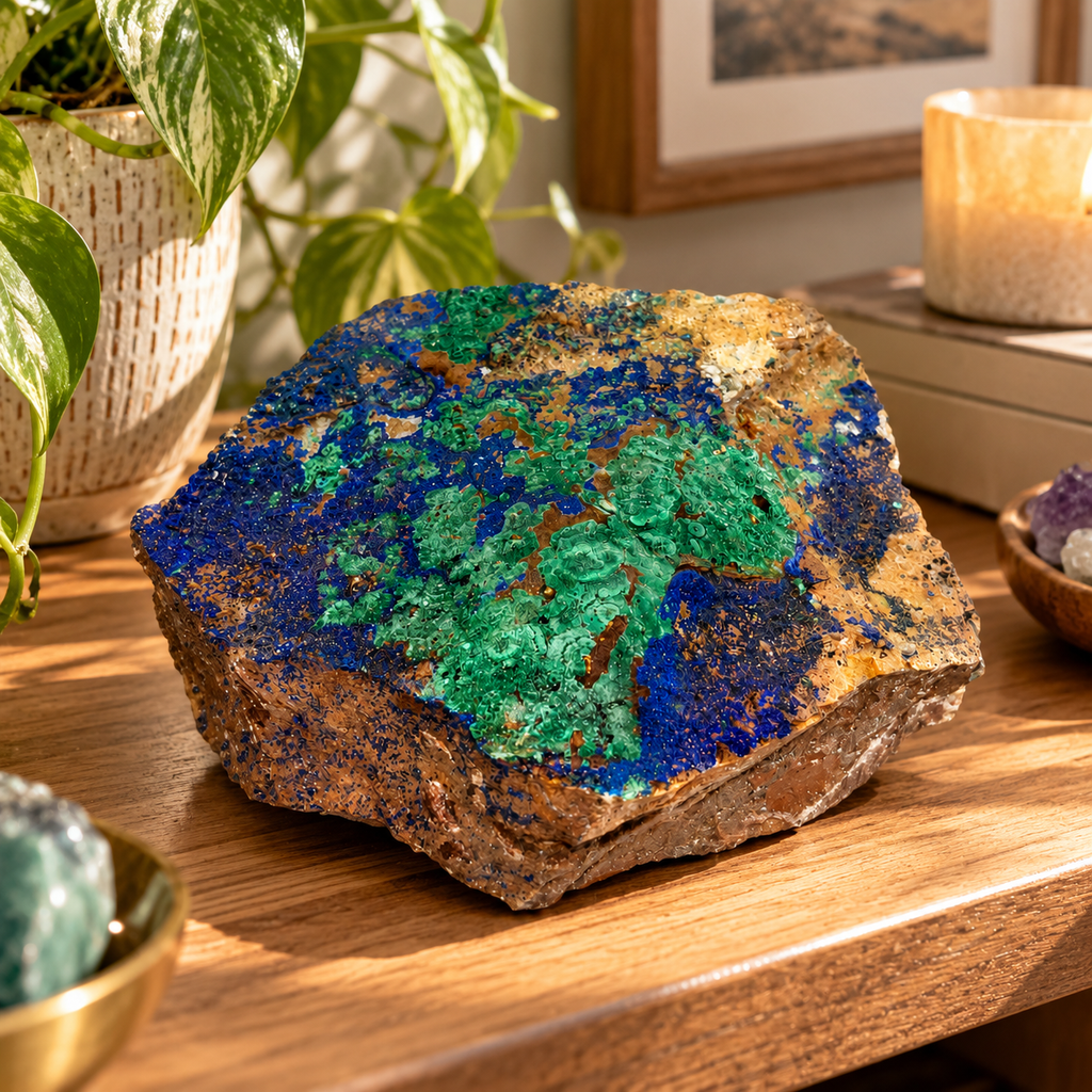 Azurite & Malachite on Matrix – Raw Mineral Specimen