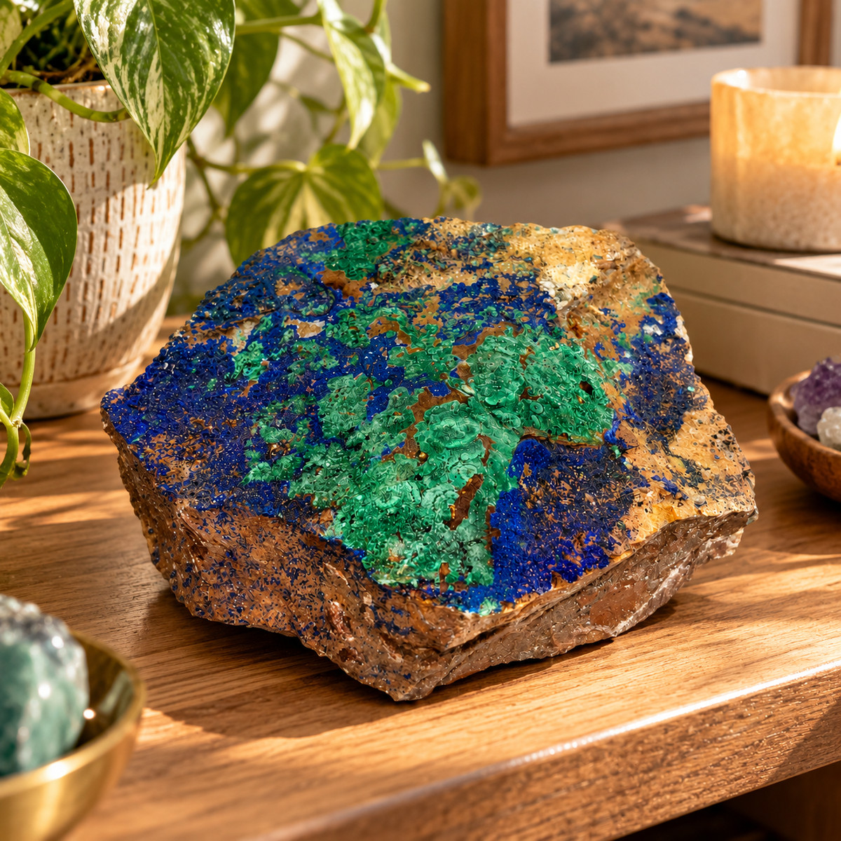 Azurite & Malachite on Matrix – Raw Mineral Specimen