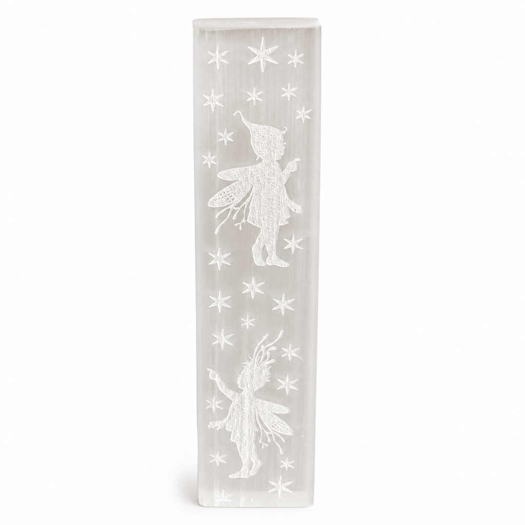 Selenite Fairy Engraved Charging Plate