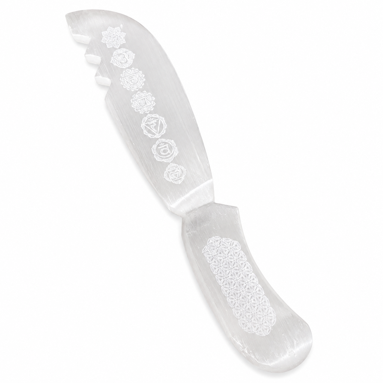 Engraved Selenite Chakra Energy Knife