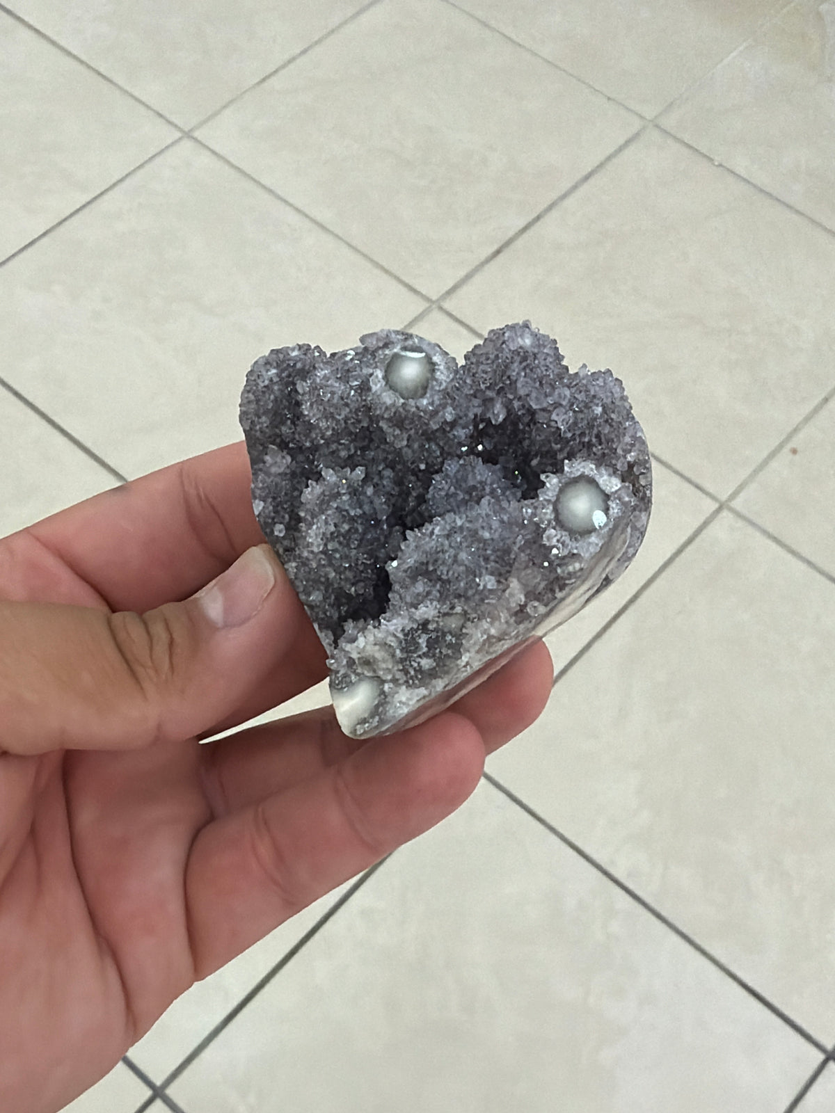 Druzy amethyst stalactite heart