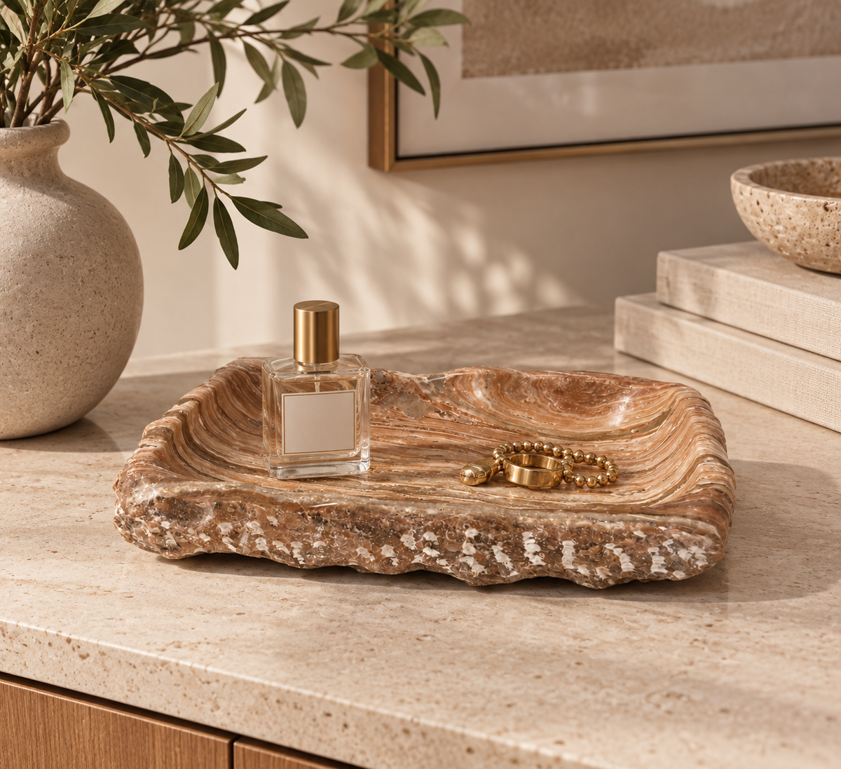 Banded Calcite Onyx Tray – Natural Stone