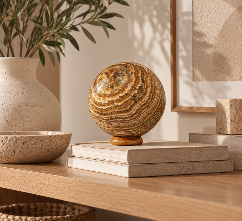 Banded Calcite Crystal Sphere