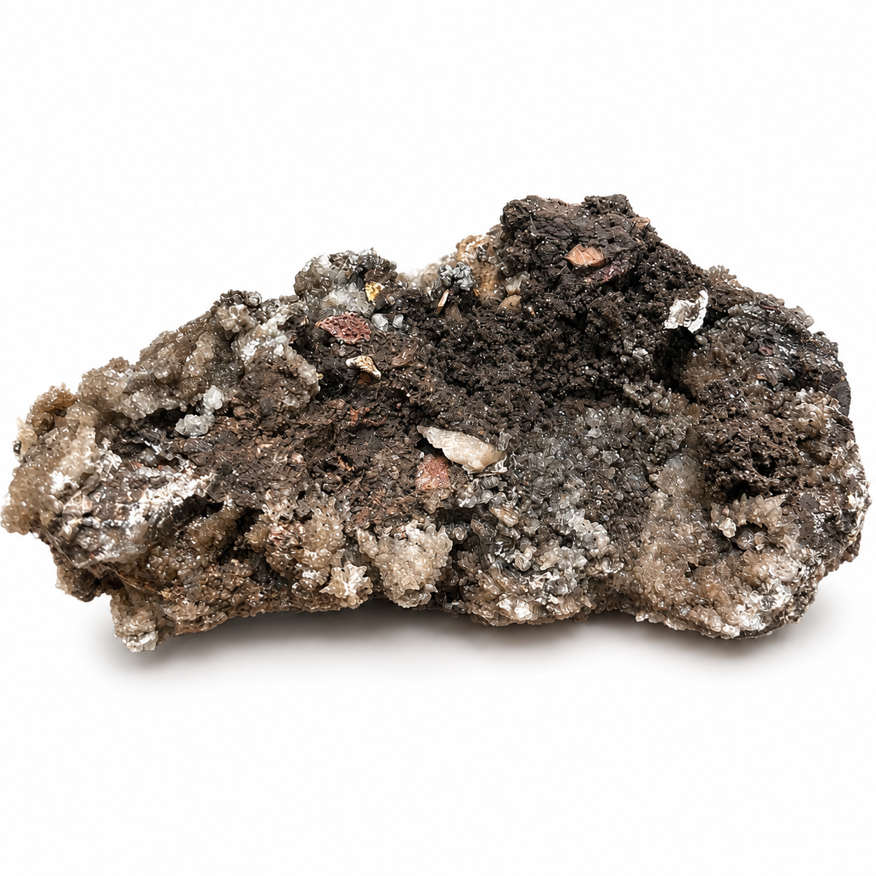 Smoky Crystal & Earth-Tone Mineral Specimen