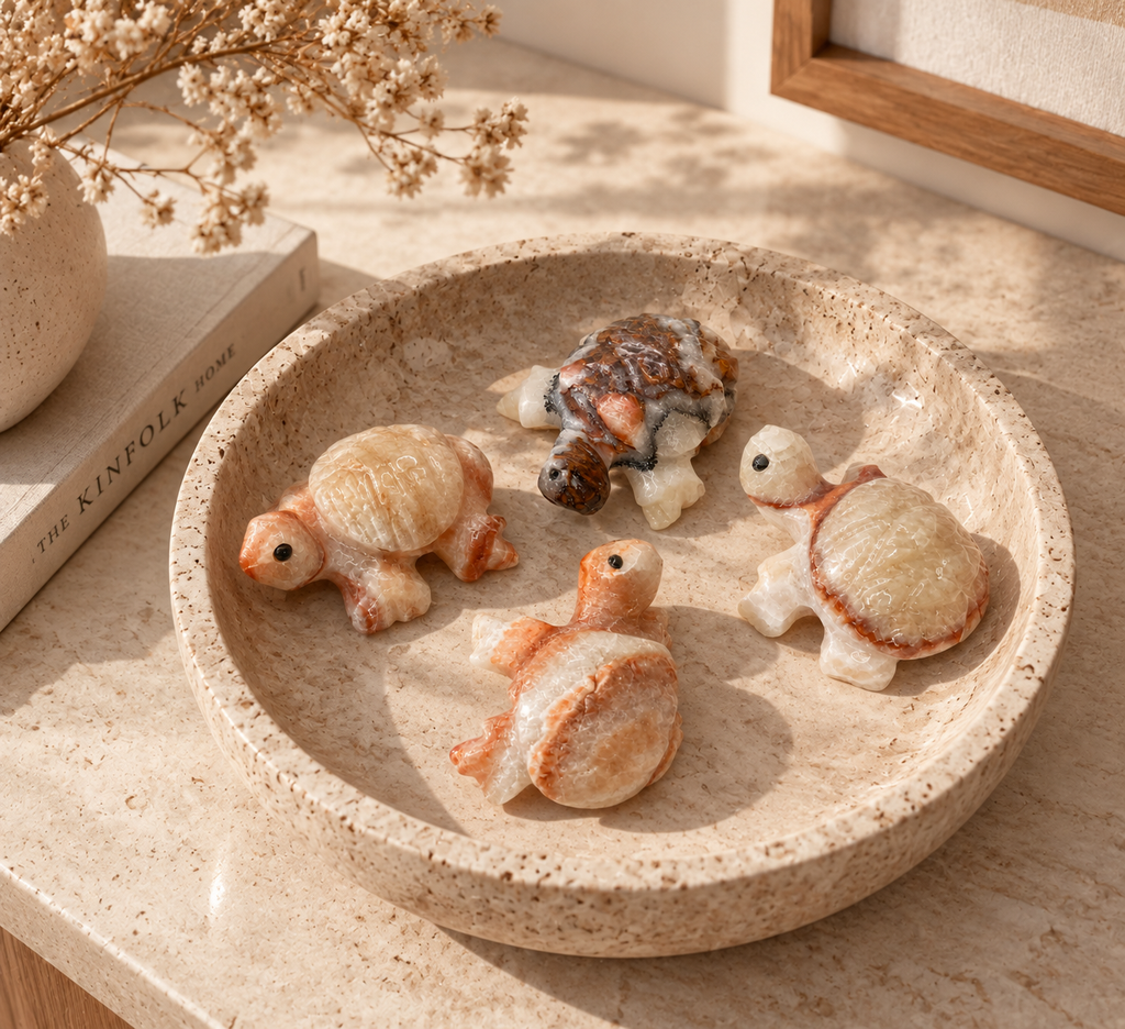 Banded Calcite Turtle Carving
