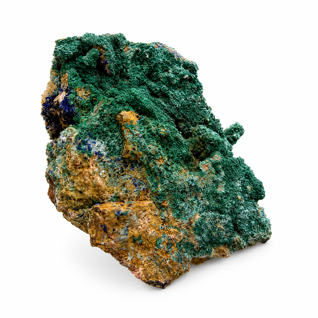 Malachite with Azurite on Matrix Natural Mineral Specimen