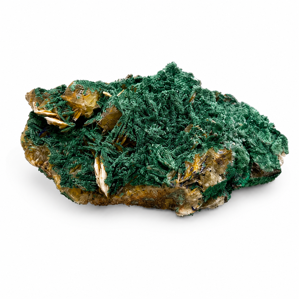 Malachite with Azurite on Matrix Natural Mineral Specimen