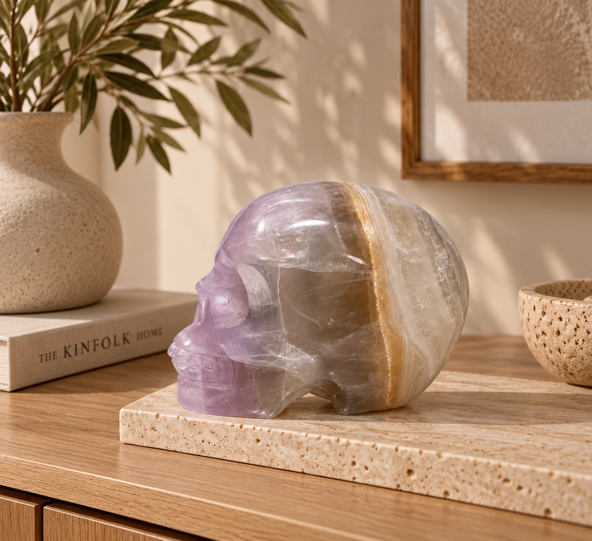 Banded Fluorite Crystal Skull – 3" Carving