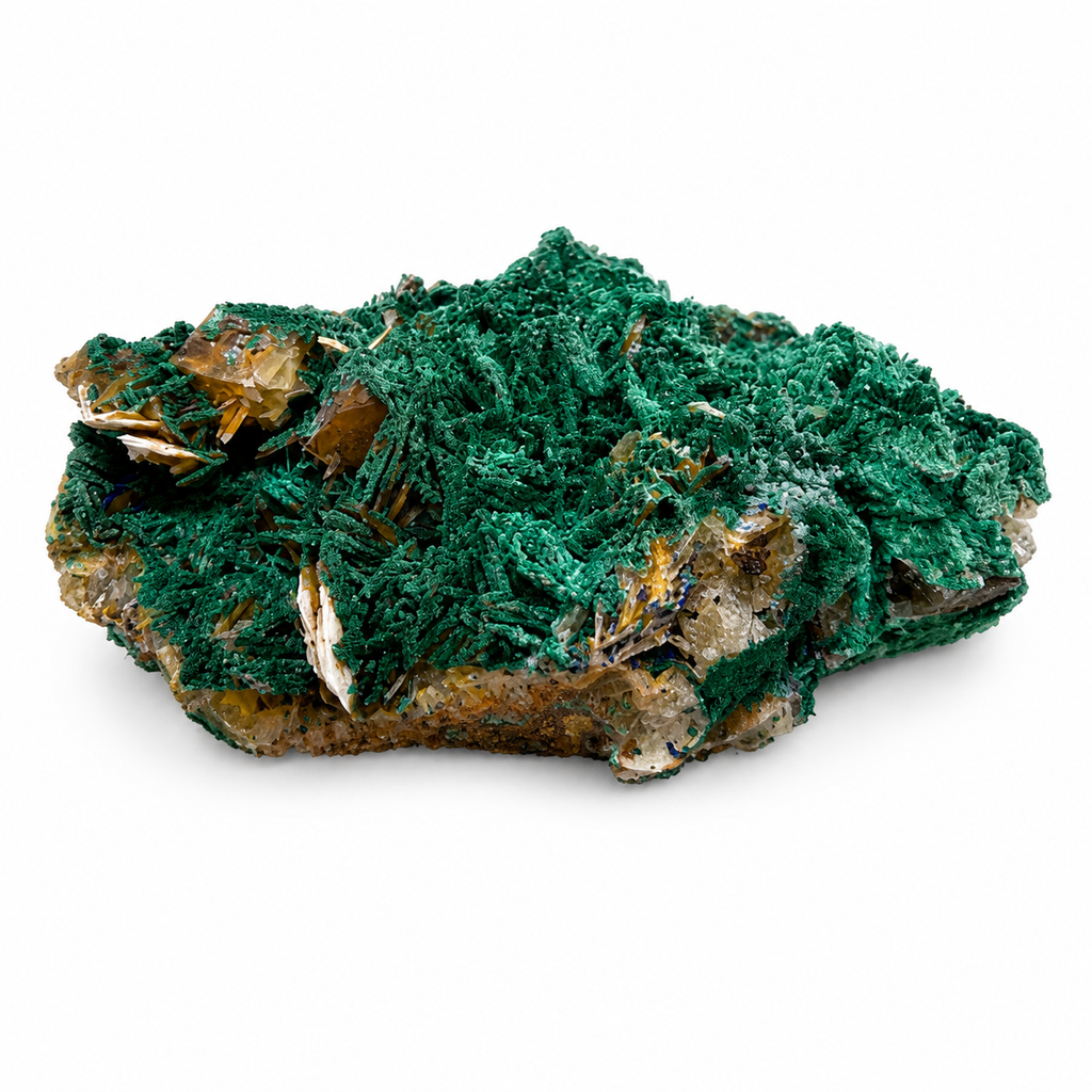 Malachite with Azurite on Matrix Natural Mineral Specimen