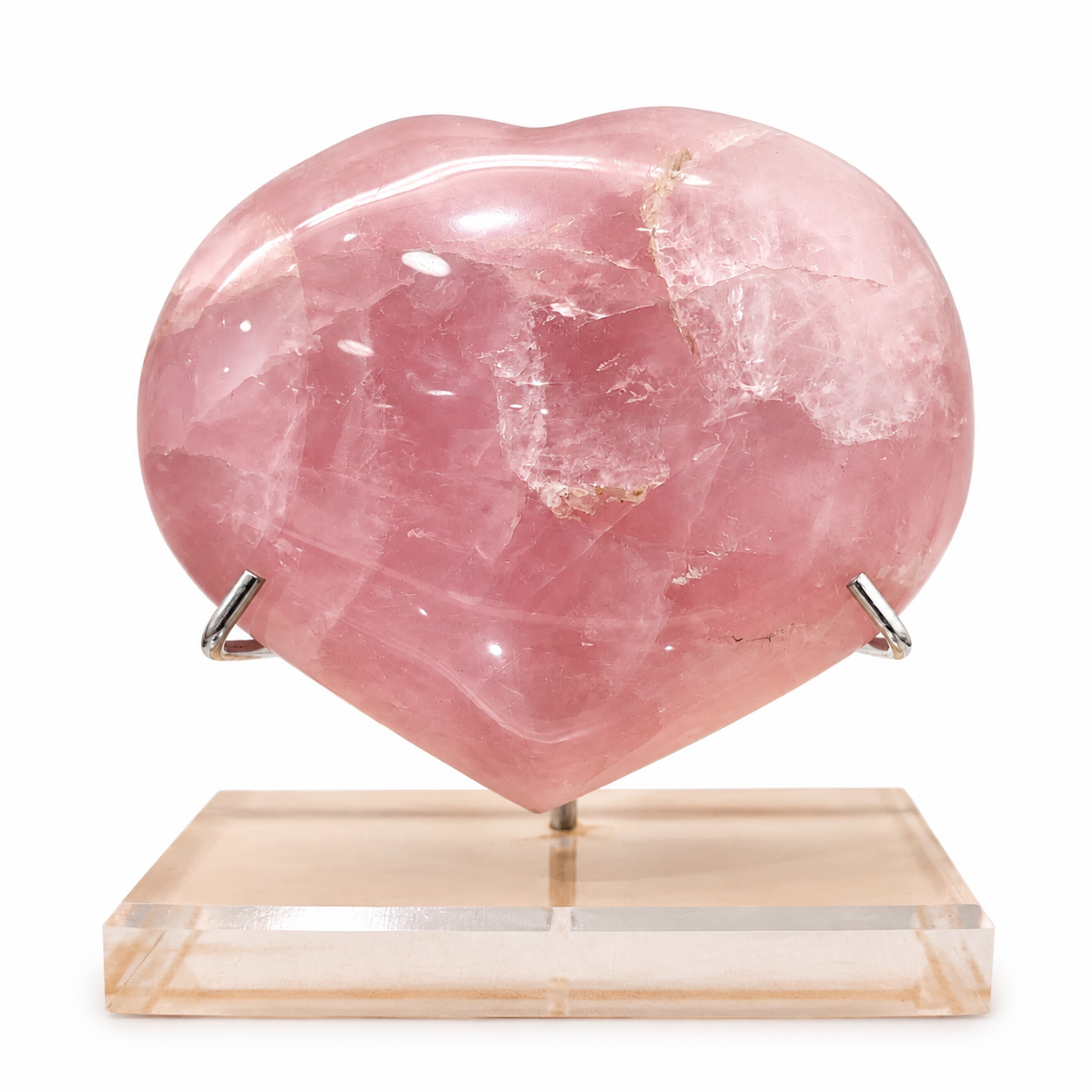 Rose Quartz Heart on Display Stand