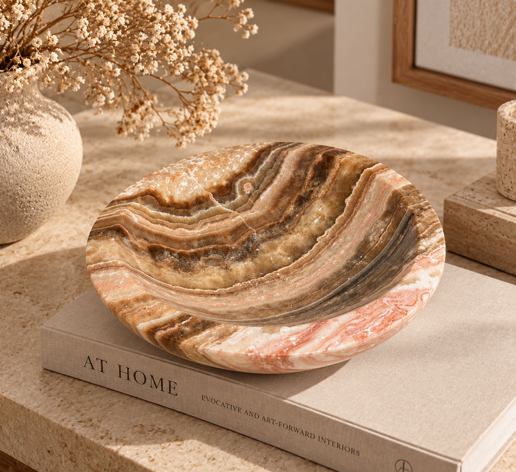 Banded Onyx Bowl – Polished Stone Décor