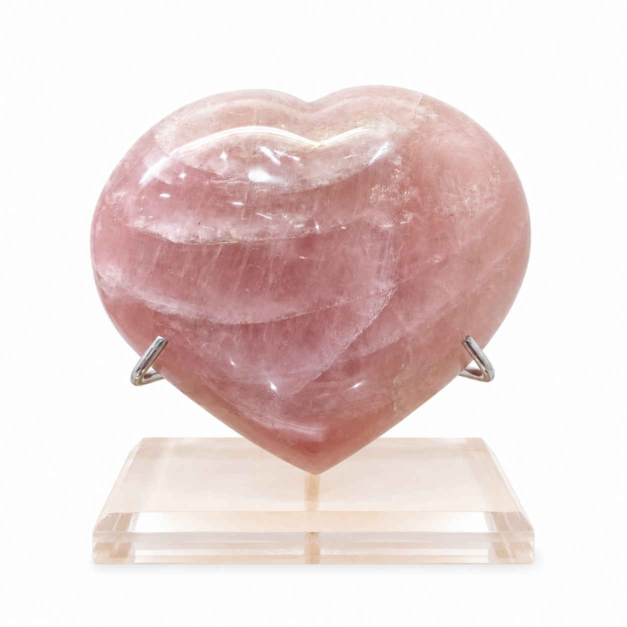 Rose Quartz Heart on Display Stand