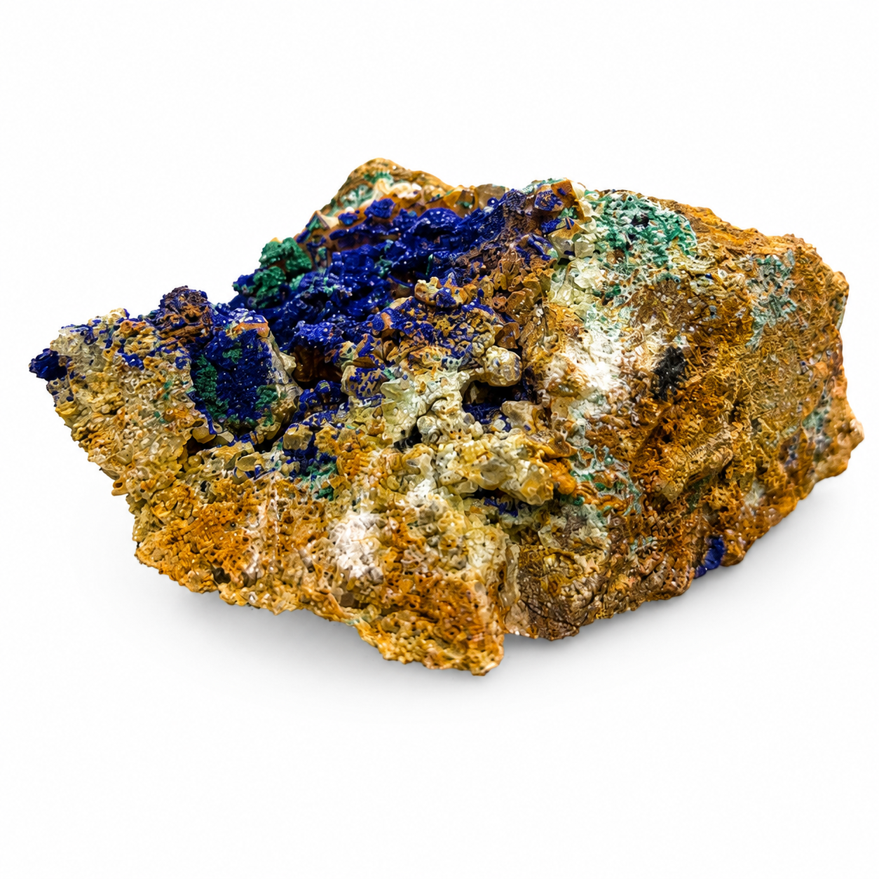 Azurite & Malachite on Matrix Natural Mineral Specimen