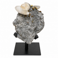 Quartz & Pyrite with Calcite on Metal Stand