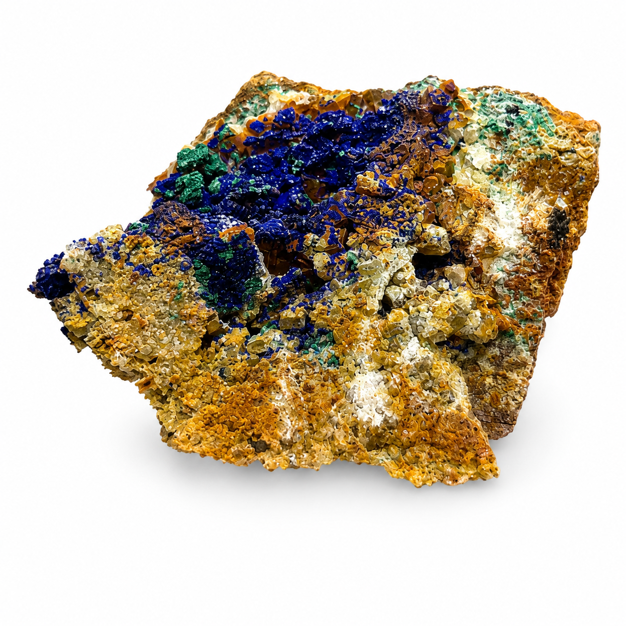 Azurite & Malachite on Matrix Natural Mineral Specimen
