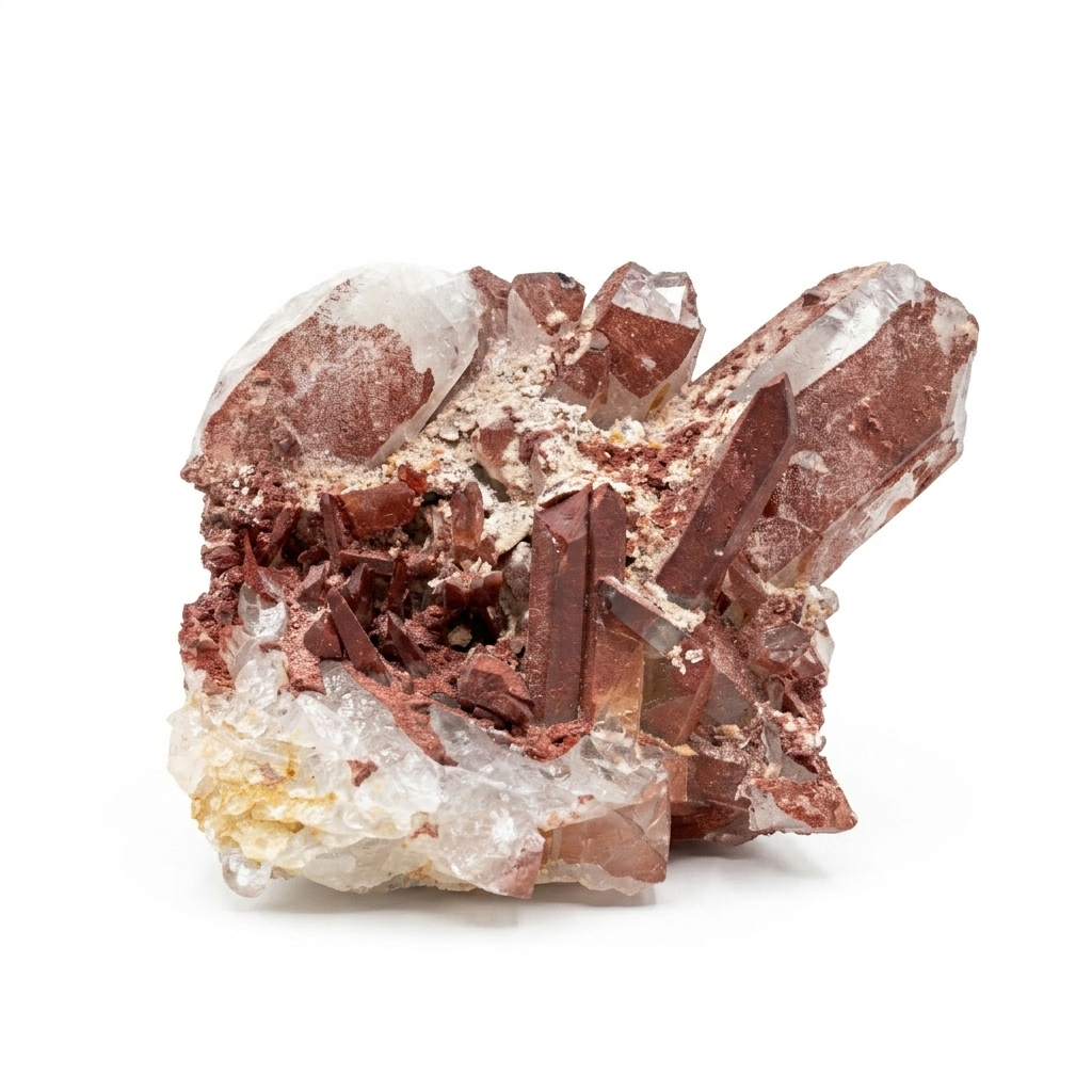 Architectural Red Hematoid Quartz Cluster
