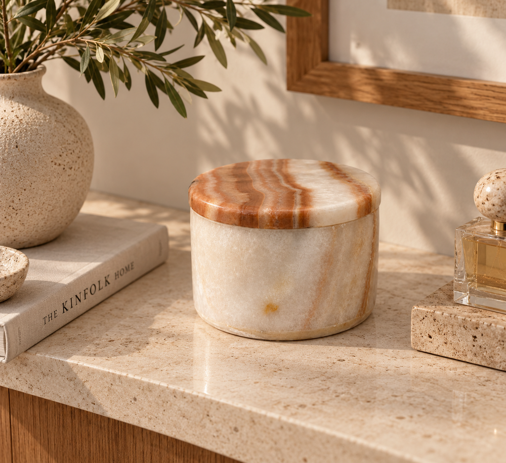 Banded Onyx Stone Trinket Box