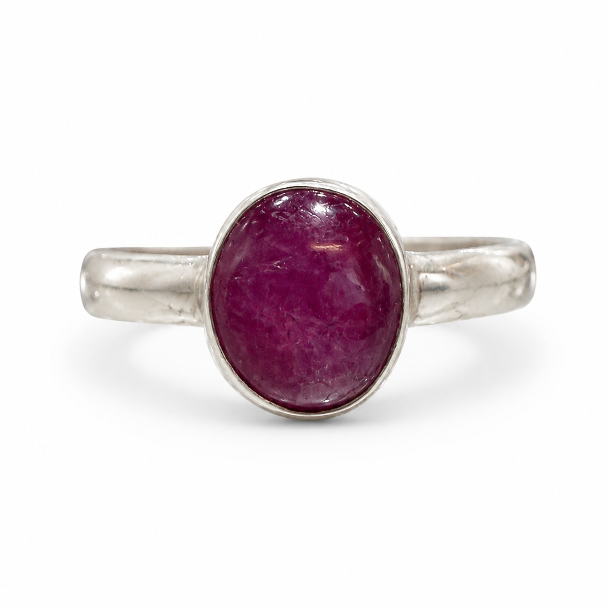 Ruby Gem Cabochon Sterling Silver Ring