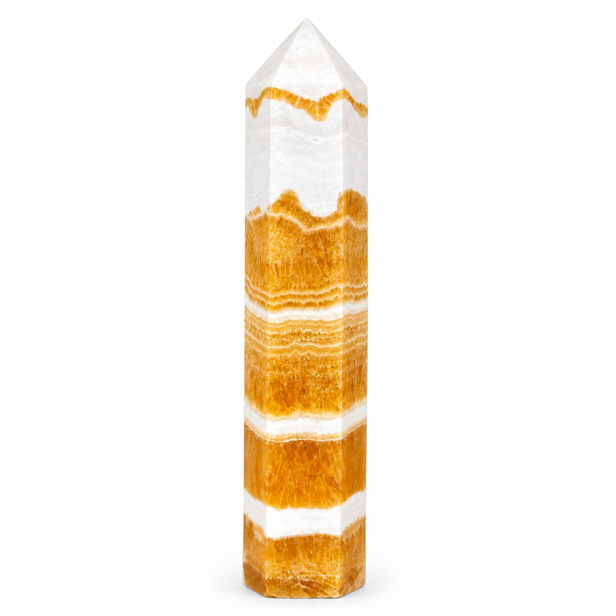 Orange Banded Calcite Crystal Tower