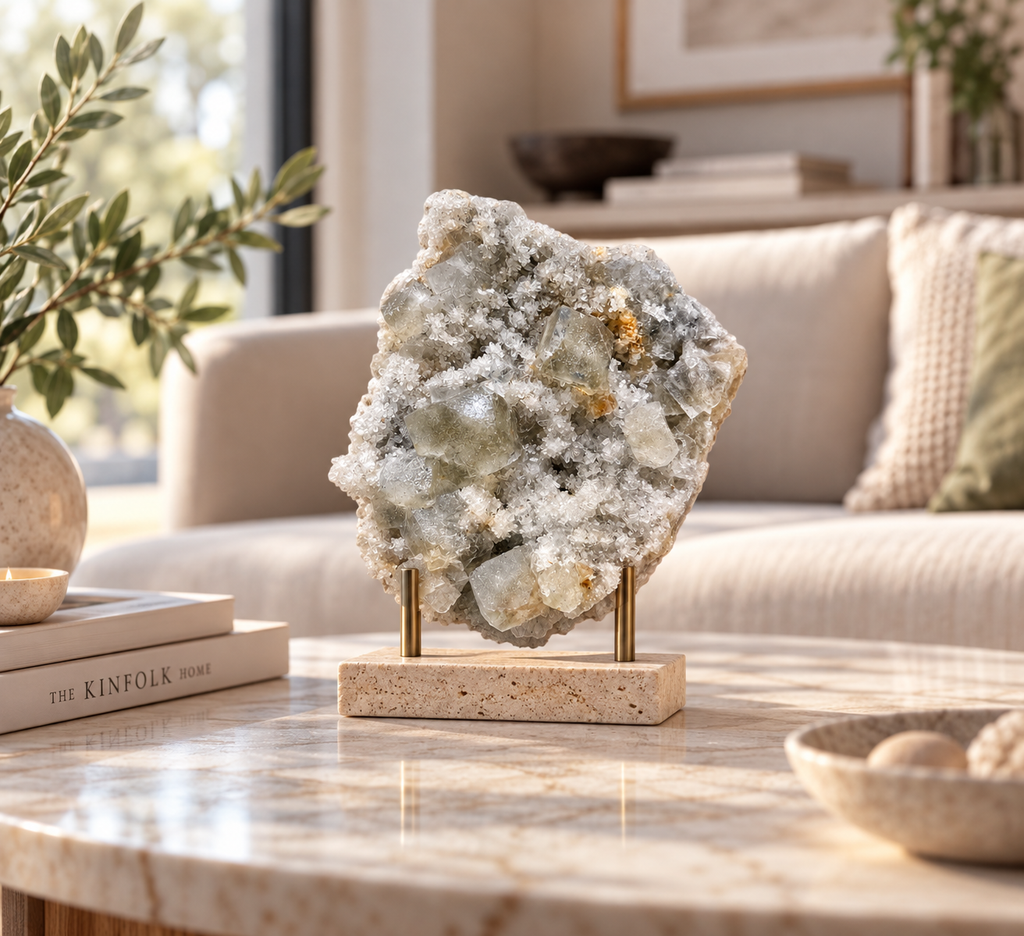 Calcite Crystal Cluster on Druzy Matrix
