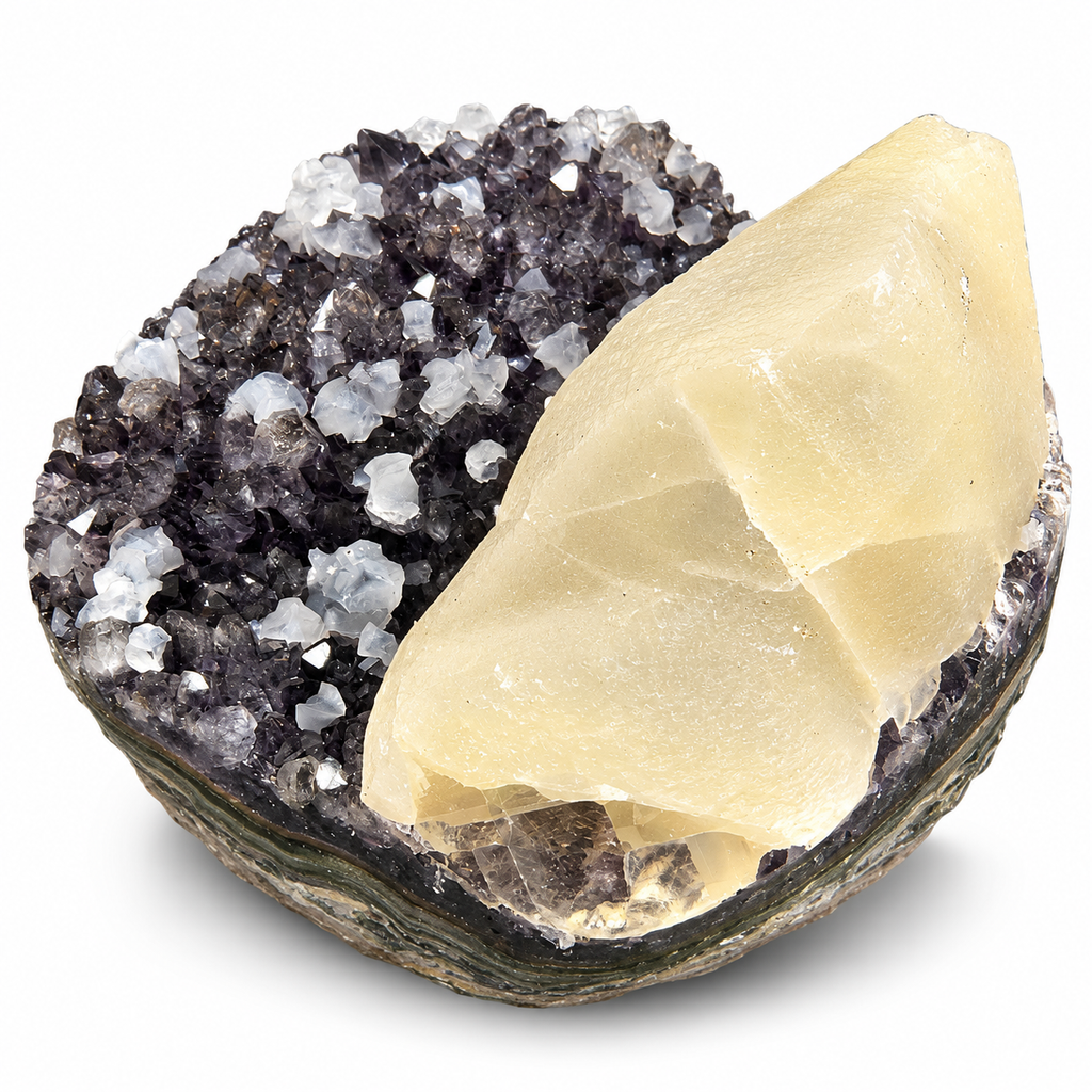 Amethyst with Calcite